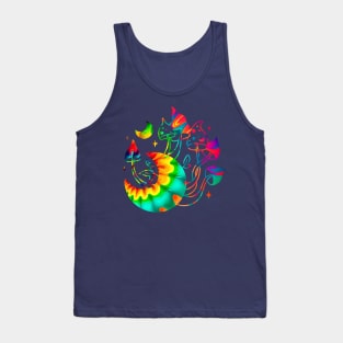 Psychodelic Colors Magic Mushrooms and Moon Tank Top